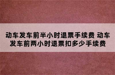 动车发车前半小时退票手续费 动车发车前两小时退票扣多少手续费
